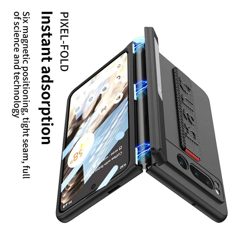 Magnetic Folding All-inclusive Leather Wristband Case With Tempered Film For Google Pixel Fold With Damped Folding Bracket - mycasety2023 Mycasety