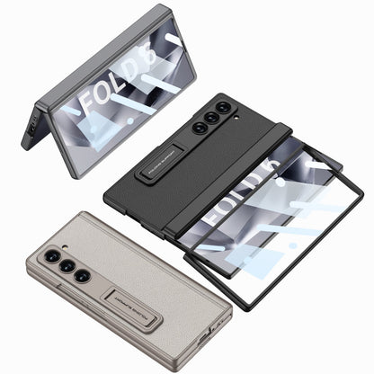 Magnetic Hinge Bracket Shockproof Leather Phone Case With Back Screen Protector For Samsung Galaxy Z Fold6