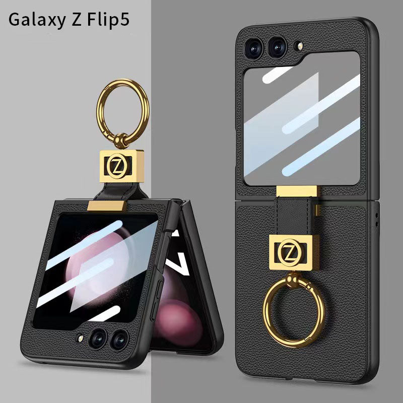Luxury  Full-Body Rugged  Case for Samsung Galaxy Z Flip5 With Front Film & Ring