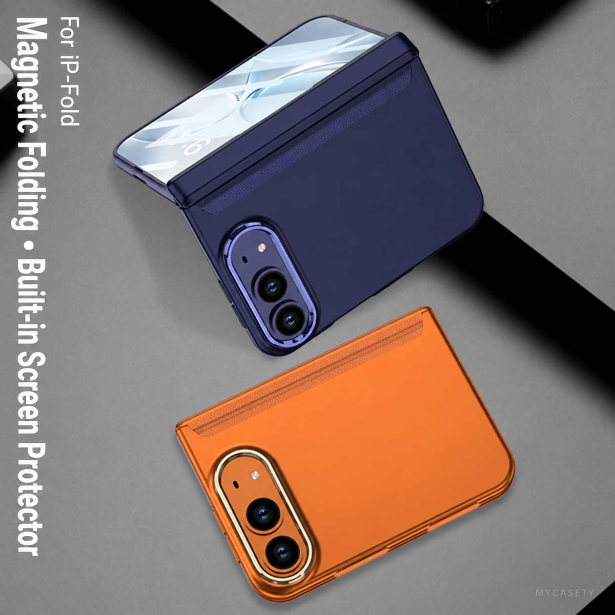 iPhone Duo - Magnetic Hinge Protection Business Cover Built-in Tempered Glass Film