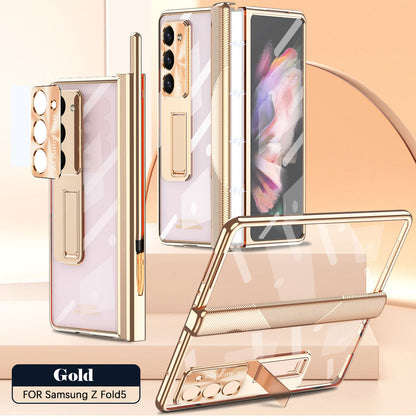 Magnetic Hinge Plating Case For Galaxy Z Fold5 with Double Hinge Protector