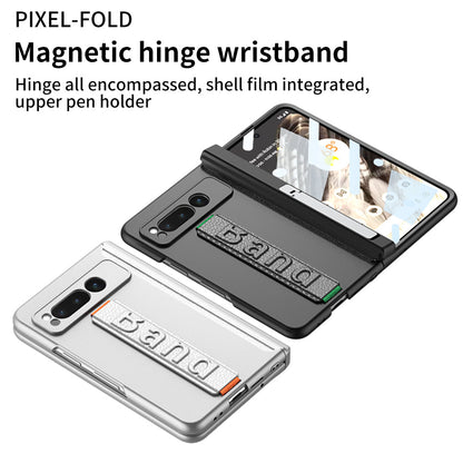 Magnetic Folding All-inclusive Leather Wristband Case With Tempered Film For Google Pixel Fold With Damped Folding Bracket - mycasety2023 Mycasety