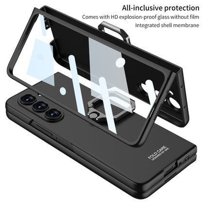 Luxury All-inclusive Ring Holder Phone Case With Back Screen Protector For Galaxy Z Fold 5