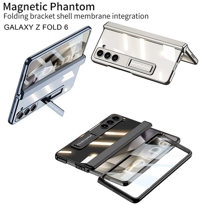 Transparent Magnetic Hinge Bracket Shockproof Phone Case With Screen Protector For Samsung Galaxy Z Fold6