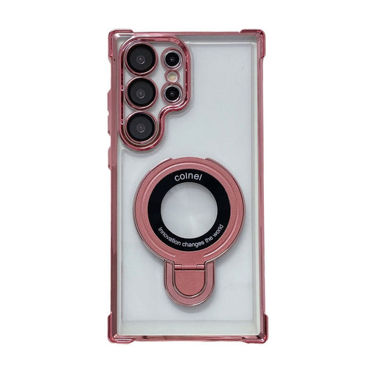 Galaxy Electroplated Magnetic Bracket Anti-fall Phone Case With Lens Glass Proetector
