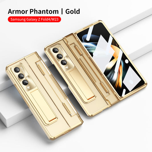 Armor Hinge Folding Magnetic Bracket Shell Case For Samsung Galaxy Z Fold3 Fold4 5G With S-Pen Slot & Stylus - Mycasety Mycasety