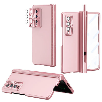 Luxury Magnetic Hinge Pen Holder Full Protection Case For Samsung Galaxy Z Fold3 Fold4 5G With Tempered Glass Film - Mycasety Mycasety
