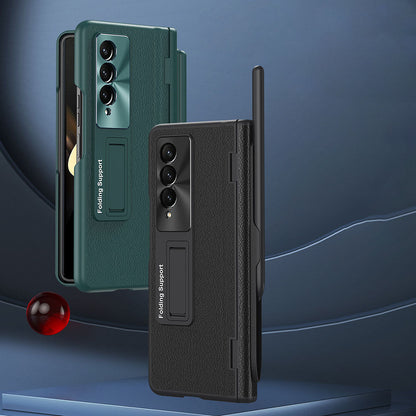 Central Axis With Pen Folding Anti-Fall Shell Film Integrated Leather Phone Case For Samsung Galaxy fold4 fold3 5G - Mycasety Mycasety