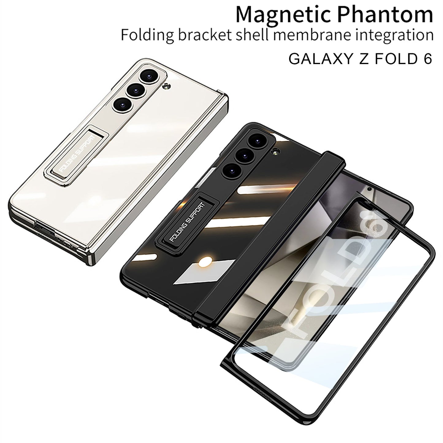 Transparent Magnetic Hinge Bracket Shockproof Phone Case With Screen Protector For Samsung Galaxy Z Fold6