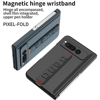 Magnetic Folding All-inclusive Leather Wristband Case With Tempered Film For Google Pixel Fold With Damped Folding Bracket - mycasety2023 Mycasety