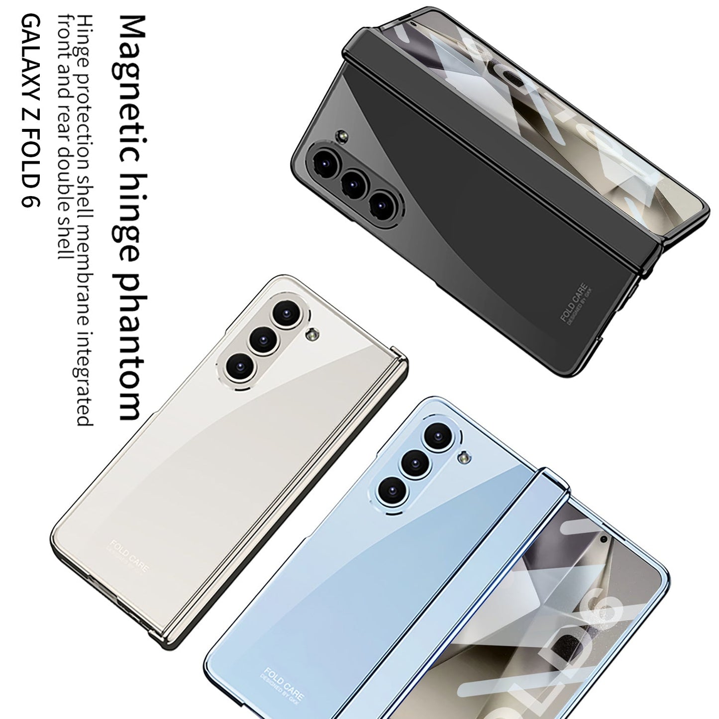 Transparent Magnetic Hinge Shockproof Phone Case With Screen Protector For Samsung Galaxy Z Fold6