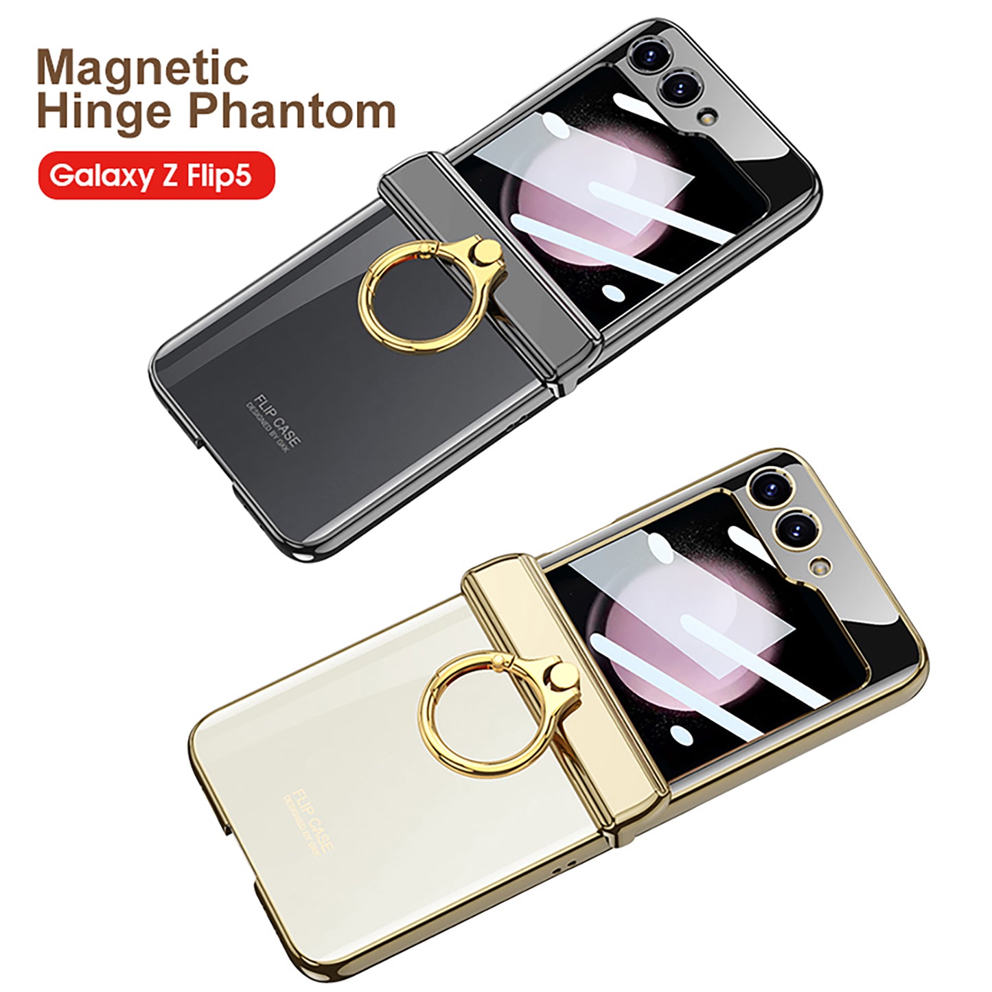 Magnetic Hinge Phantom Samsung Galaxy Z Flip5 Case with Ring Bracket