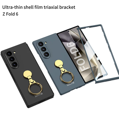 Luxury Shockproof Phone Case With Gold Ring Holder For Samsung Galaxy Z Fold 6