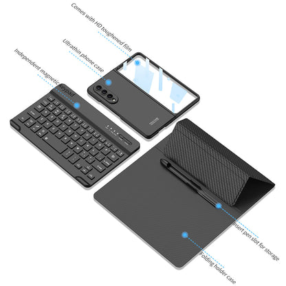 Bluetooth 3.0 Keyboard Magnetic All-inclusive Leather Cover For Samsung Galaxy Z Fold3 Fold4 5G Come With keyboard+Holster Bracket+Phone Case+Capacitive Pen - Mycasety Mycasety