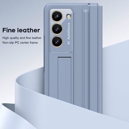 Anti-fall Protective Leather Phone Case With Invisible Bracket and Film For Samsung Galaxy Z Fold5 Fold4 - Mycasety Mycasety