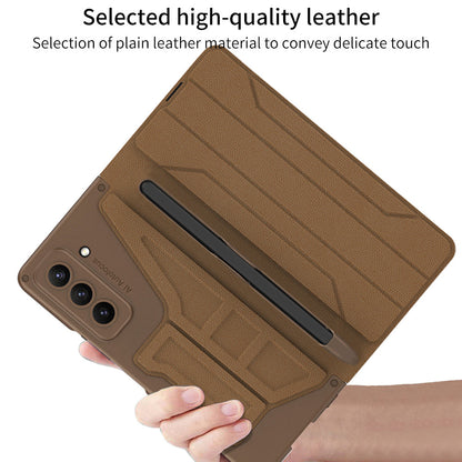 Luxurious Suede Cover Shockproof Phone Case With Screen Protector and Pen Slot For Samsung Galaxy Z Fold6