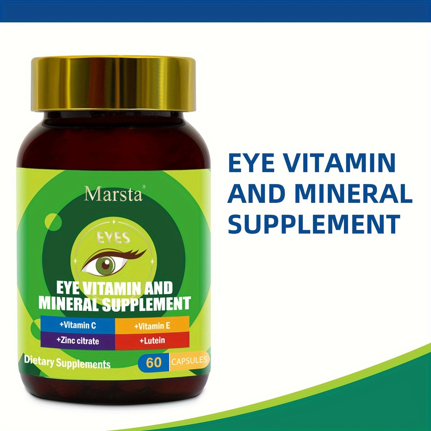 Marsta | 60 Capsules Per Bottle | Eye Vitamin And Mineral Supplement With Double Lutein, Double Zeaxanthin And Multivitamin Formula For Eyes | For Eye Care And Health