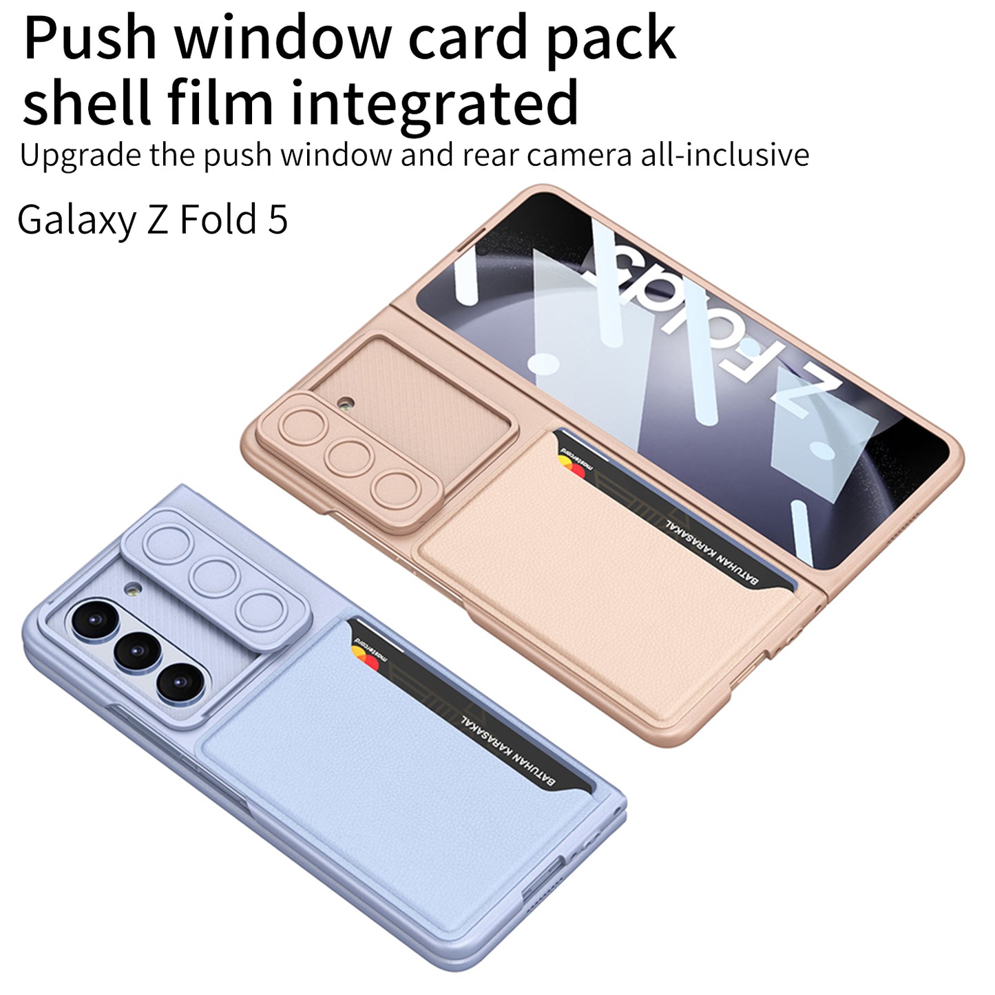 Push Window Cardholder Case For Samsung Galaxy Z Fold5 With Film