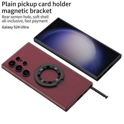 Luxury Leather Magnetic Bracket Protective Phone Case For Samsung Galaxy S24 Ultra Plus