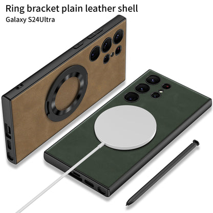 Leather Magnetic Bracket Protective Phone Case For Samsung Galaxy S24 S23 Ultra Plus - Mycasety Mycasety