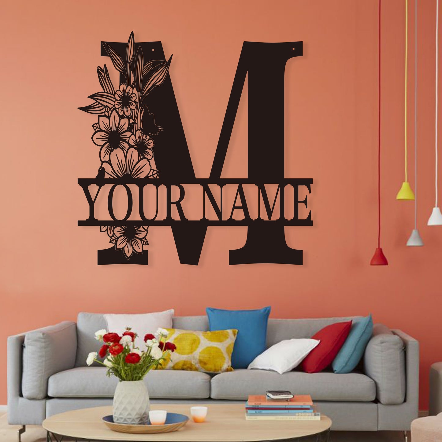 Custom Metal Plaque Family Name Sign  Personalized Split Letter Sign