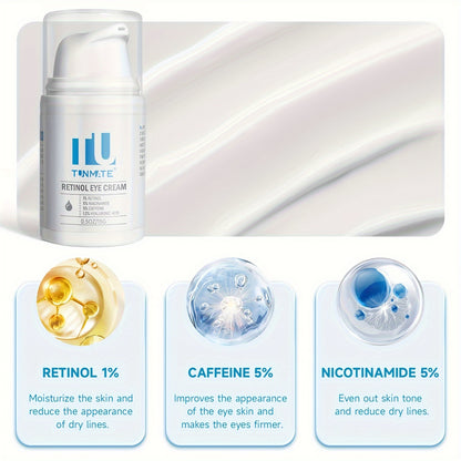 Tunmate Retinol Eye Cream | Contains Retinol And Hyaluronic Acid | Improves The Appearance Of Eye Skin, Moisturizes The Skin, Reduces The Appearance Of Dry Lines, And Makes The Eye Skin Feel Firmer, | Eye Moisturizer | American Brand & 15g-0.5oz