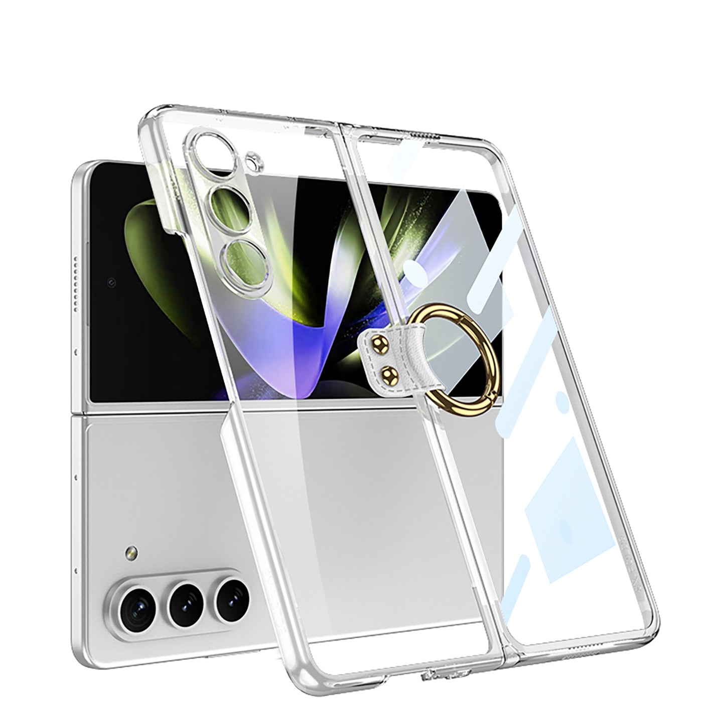 Transparent Samsung Galaxy Z Fold5 Plated Phantom Case with Exclusive Ring