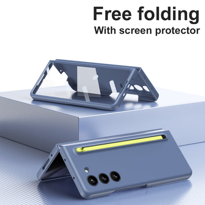 Anti-fall Protective Phone Case With Pen Tray Shell and Film For Galaxy Z Fold 7/6/5/4/3