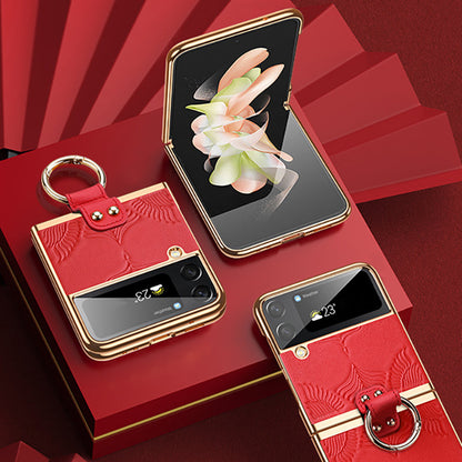 Genuine Leather Folding Phone Case For Samsung Galaxy Z Flip 5/4/3 - Mycasety Mycasety
