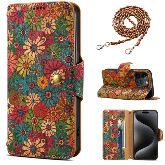 Luxurious Bohemian Style Card Holder iPhone Case With Lanyard - Mycasety Mycasety