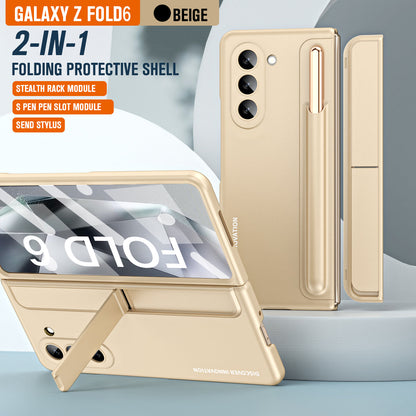 Pen Tray And Bracket 2 in 1 Shockproof Phone Case With Stylus & Screen Protector For Galaxy Z Fold 6/5/4