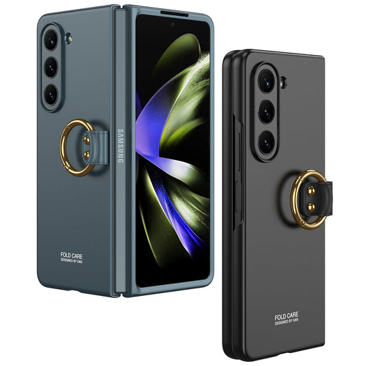 Electroplated Slim Samsung Galaxy Z Fold 5 Case with Front Screen Tempered Glass Protector & Ring - Mycasety Mycasety