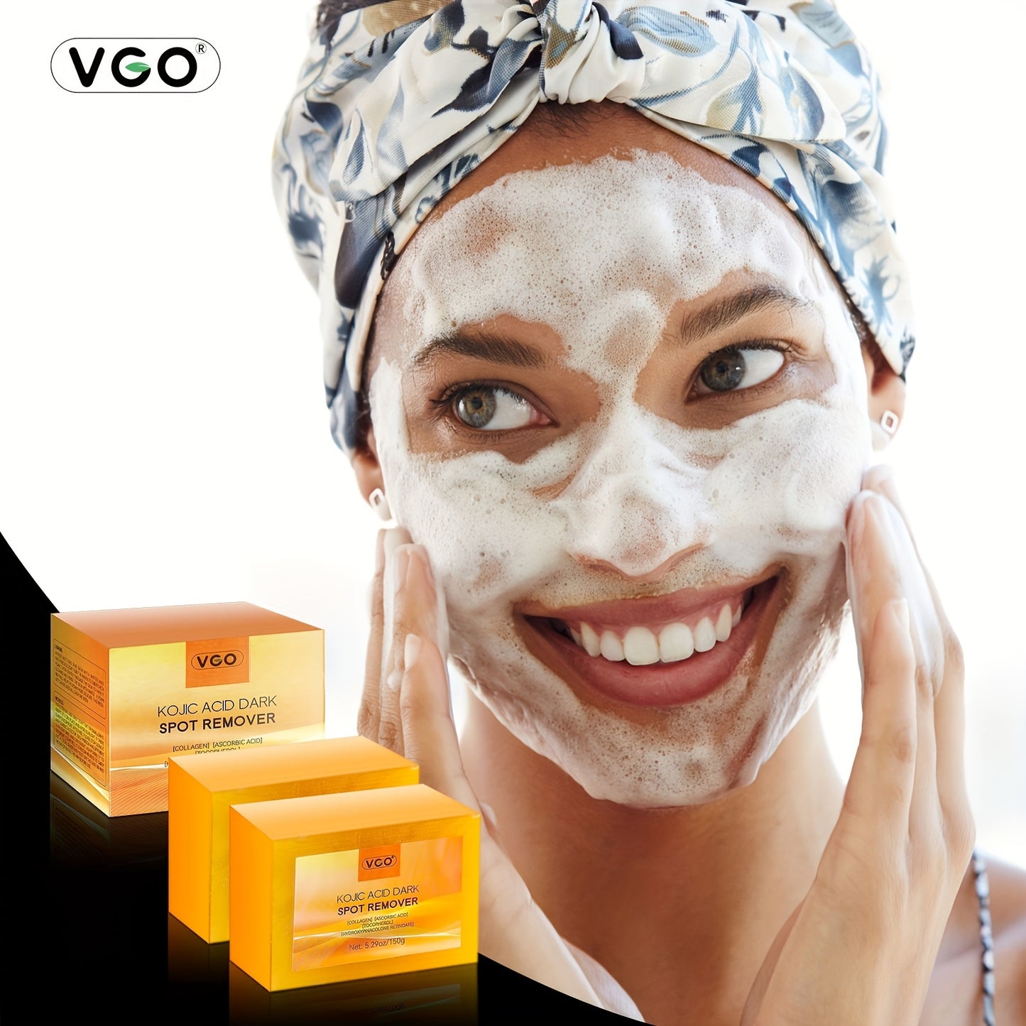 V G O Kojic Acid Facial Soap Contains Turmeric Extract, Vitamin C, Vitamin E And Other Ingredients Moisturizing 150 G*2