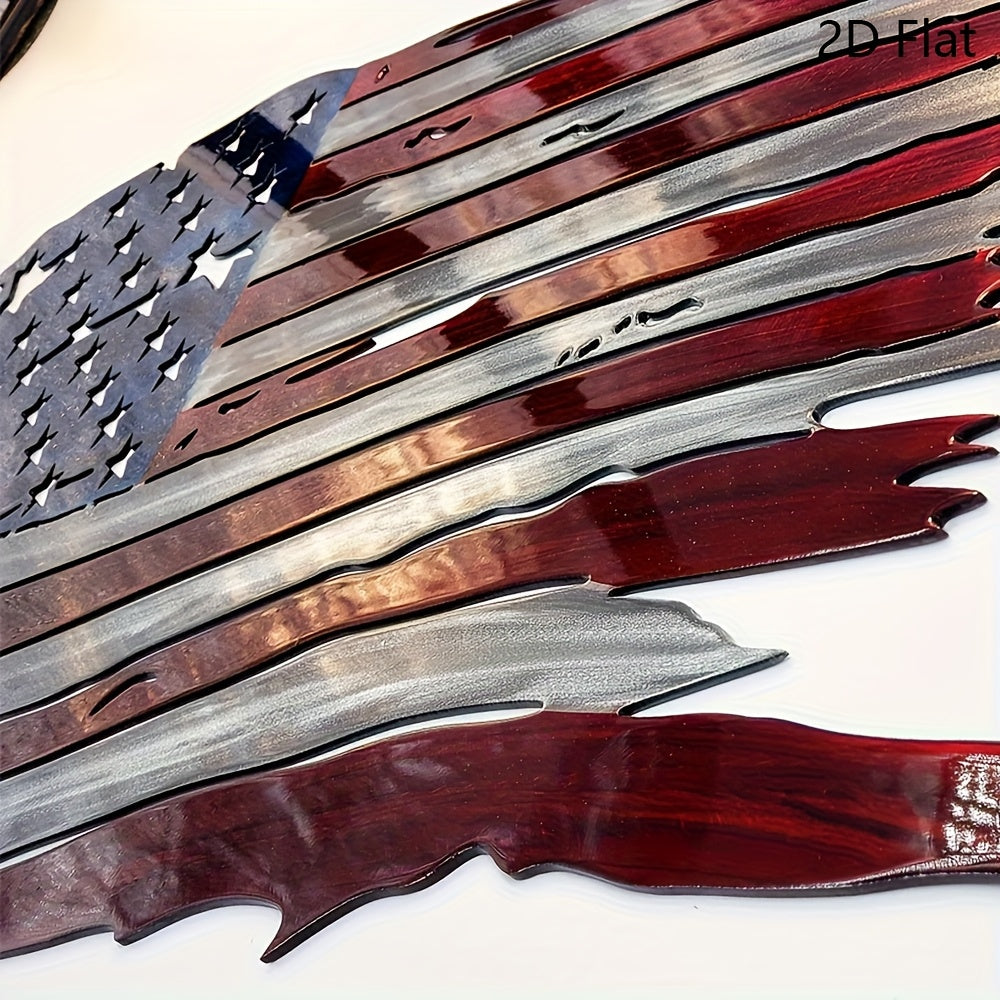 2D Flat Metal Art Flag   American Veteran Indoor Outdoor Decor Craft