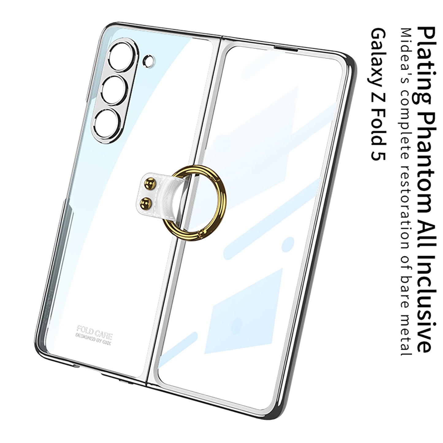 Transparent Samsung Galaxy Z Fold5 Plated Phantom Case with Exclusive Ring