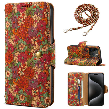 Luxurious Bohemian Style Card Holder iPhone Case With Lanyard - Mycasety Mycasety