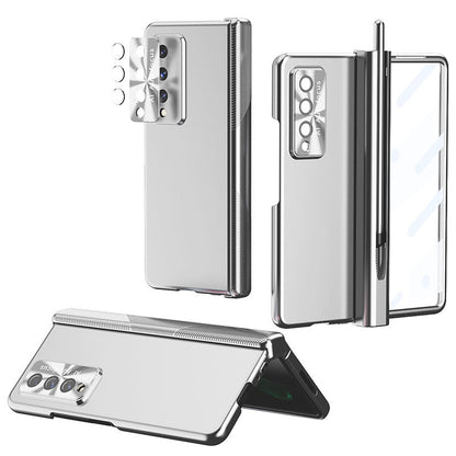 Luxury Magnetic Hinge Pen Holder Full Protection Case For Samsung Galaxy Z Fold3 Fold4 5G With Tempered Glass Film - Mycasety Mycasety