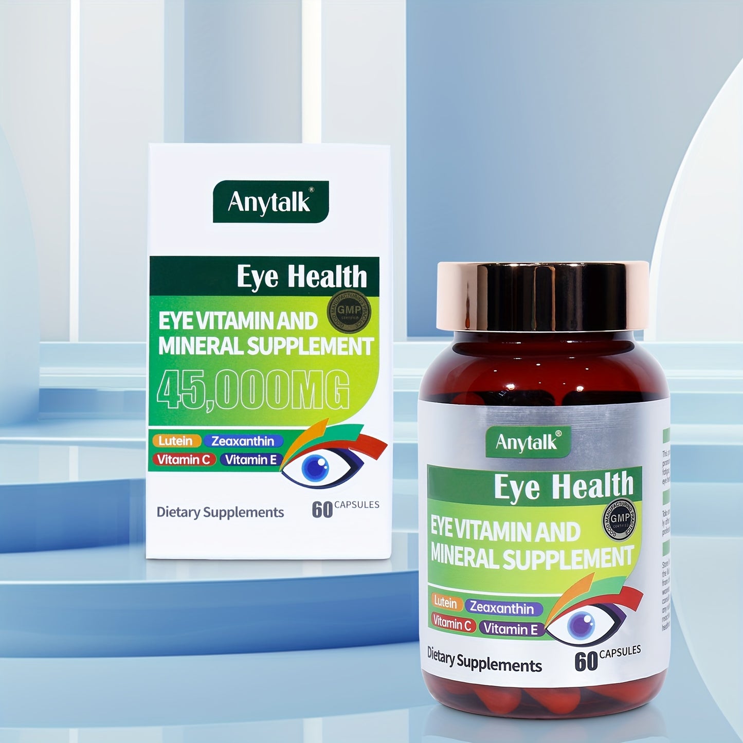 Anytalk Eye Vitamin And Mineral Supplement, Containing Vitamin C, Vitamin E, Zinc Citrate And Other Trace Mineral Elements, Used For Eye Care And Mineral Supplementation, Taken With Meals - 750 Mg/60 Tablets