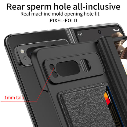 Magnetic Folding All-inclusive Leather Case With Tempered Film For Google Pixel Fold With Damped Folding Bracket & Card Holder