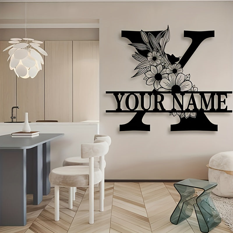 Custom Metal Plaque Family Name Sign  Personalized Split Letter Sign