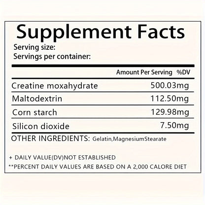 Marsta Creatine Capsules | 60 Capsules Per Bottle | Contains Rich Creatine Hydrate And Magnesium Stearate, Expands Muscle Energy Reserves And Replenishes Sugar, Maintaining Positive Nitrogen Balance | Suitable For Fitness People