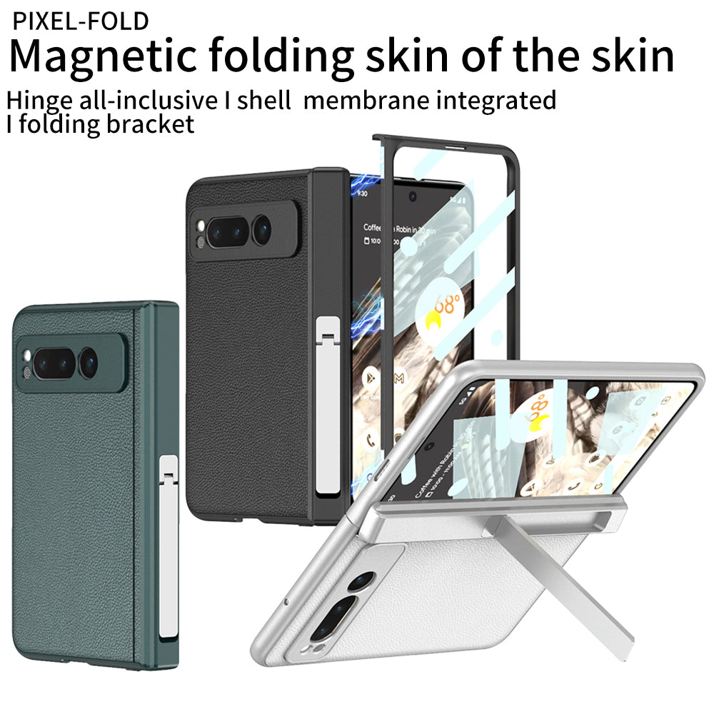 Magnetic Luxury Leather All-inclusive Metal Bracket Case for Google Pixel Fold