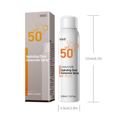 VGO Sunscreen Spray SPF 50, Spectrum UVA/UVB Protection, Moisturizing and Lightweight, Non-Greasy Water Resistant Body Sunscreen Mist, 5.07 oz