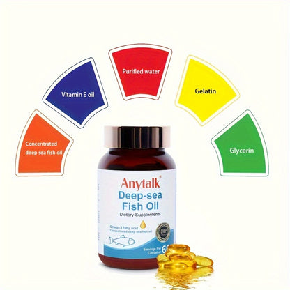 Anytalk Deep-sea Fish Oil Softgel Contains Omega-3 Fatty Acids, Concentrated Deep-sea Fish Oil, Vitamin E Oil, Purified Water, Gelatin, Glycerin