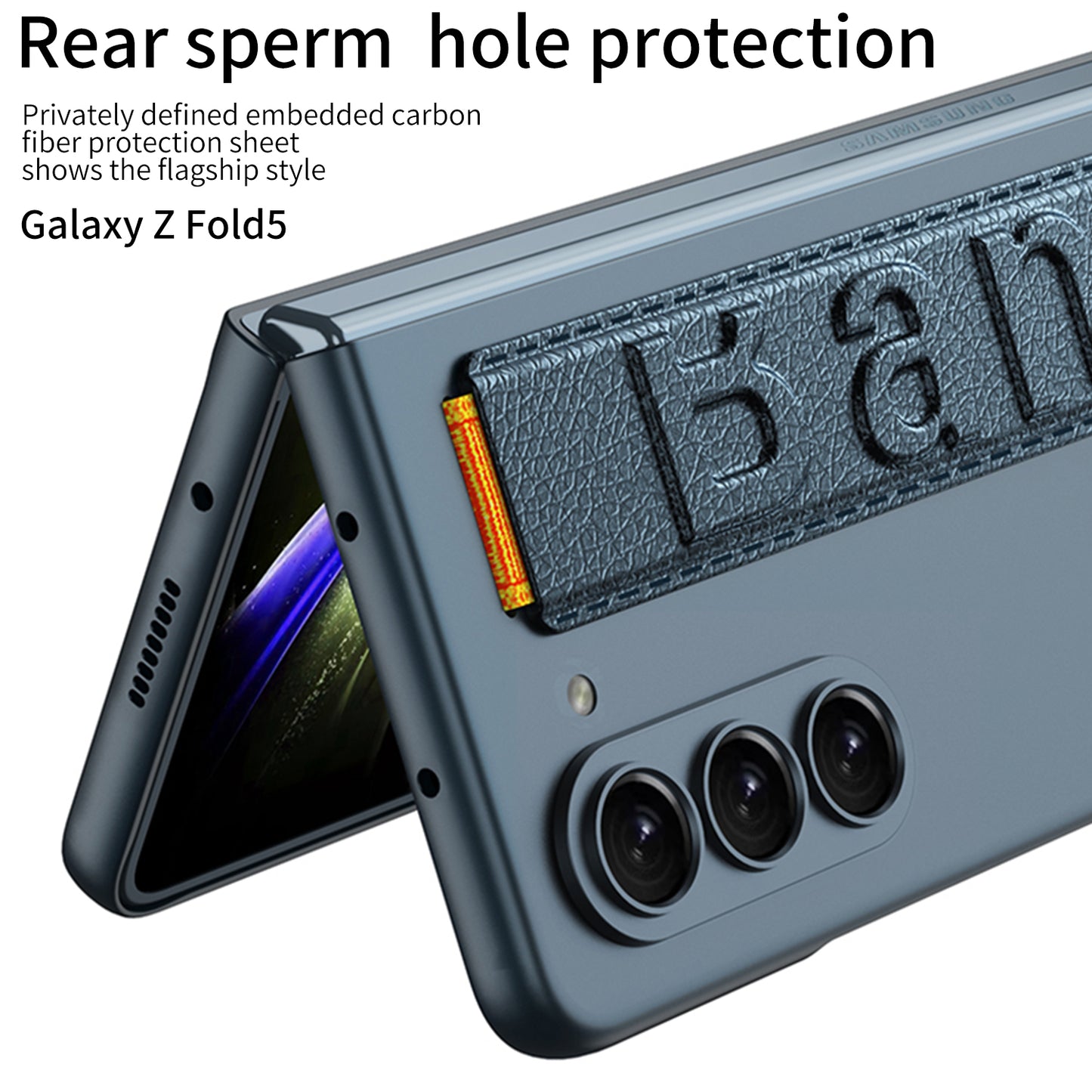 Ultra-Slim Samsung Galaxy Z Fold 5 Case with Front Screen Tempered Glass Protector & Wrist Band