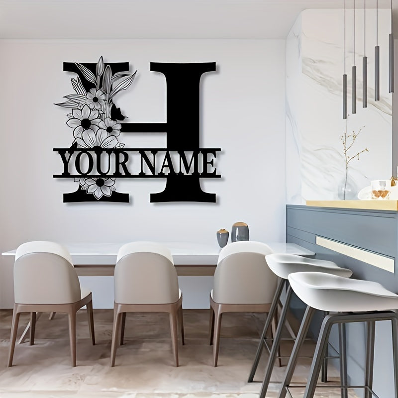 Custom Metal Plaque Family Name Sign  Personalized Split Letter Sign