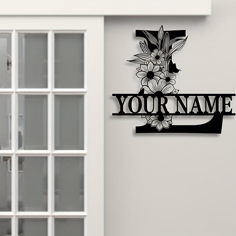Custom Metal Plaque Family Name Sign  Personalized Split Letter Sign