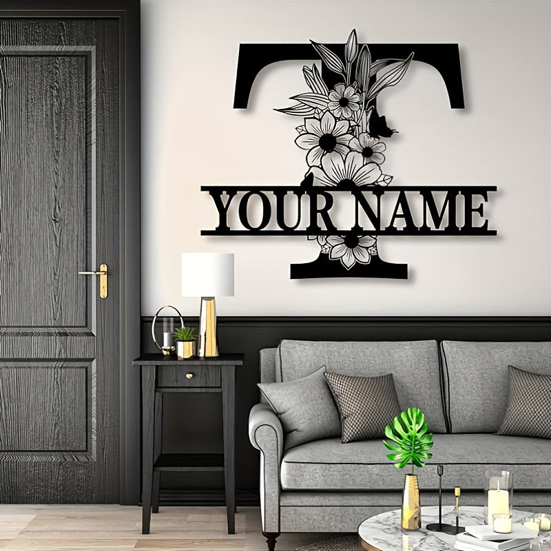 Custom Metal Plaque Family Name Sign  Personalized Split Letter Sign