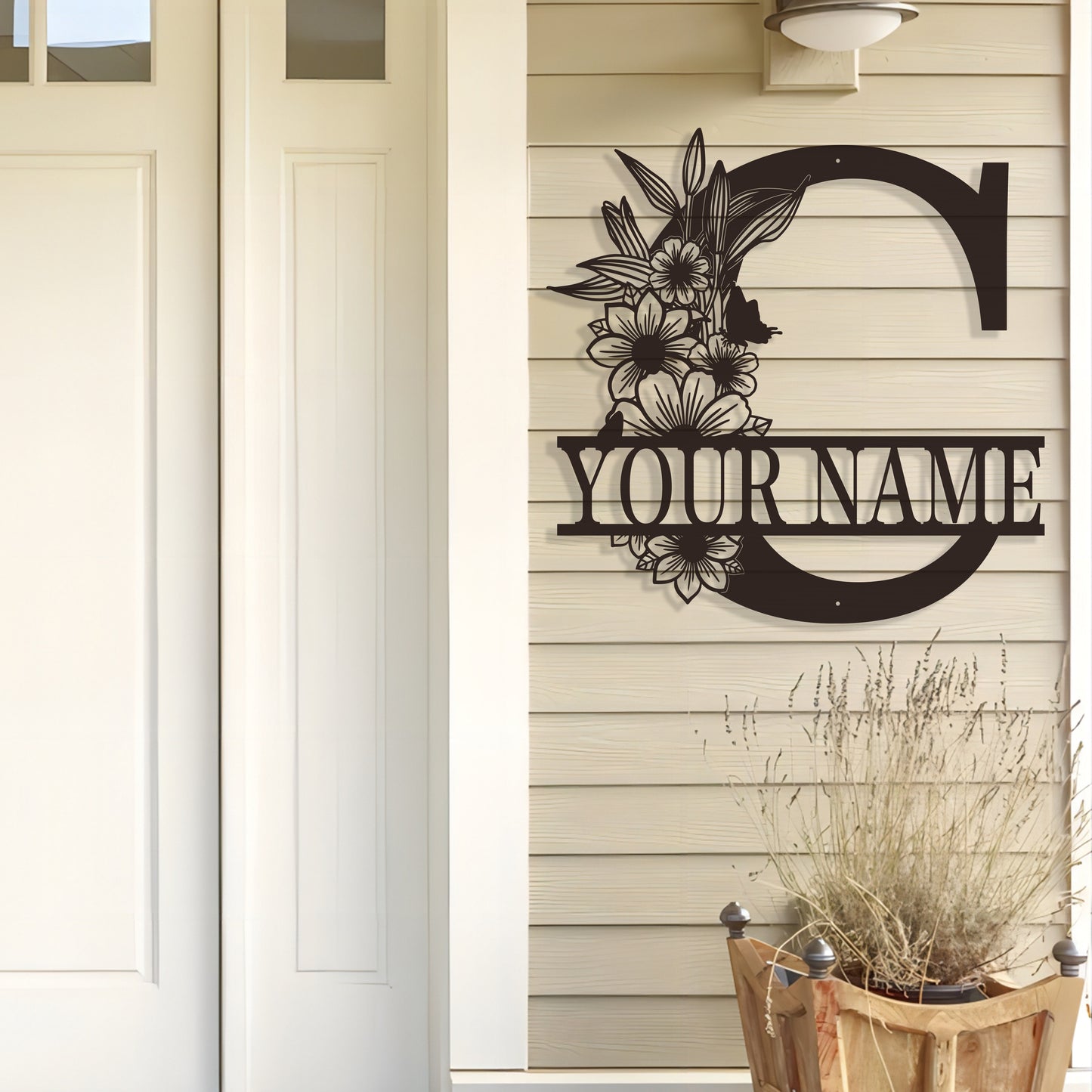 Custom Metal Plaque Family Name Sign  Personalized Split Letter Sign