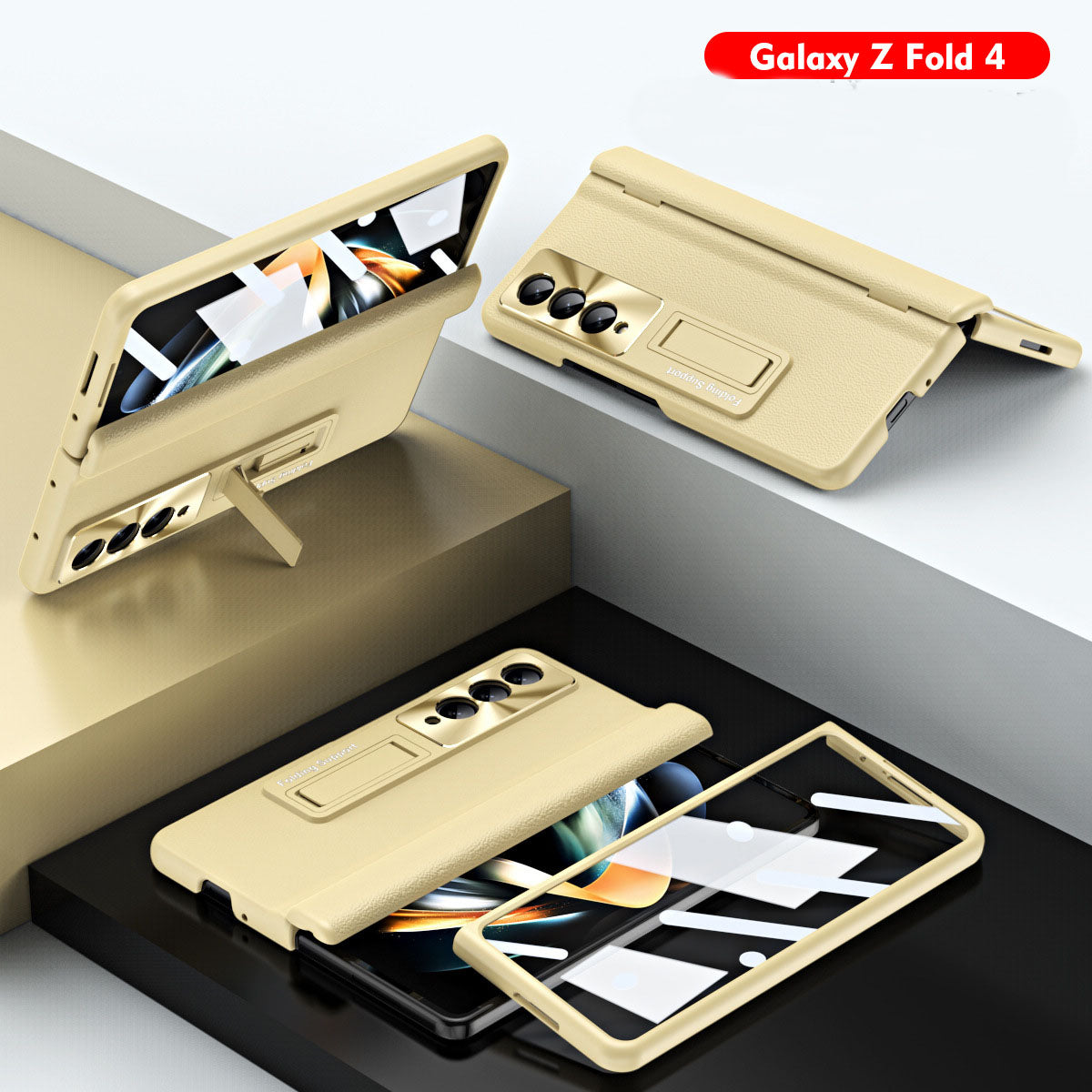 Luxury Leather Samsung Galaxy Z Fold5 Fold4 Fold3 Case with Screen Protector/Stand/Pen slot